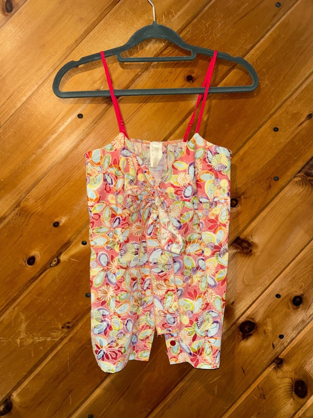 Vintage purple rain bright colored butterfly tie front button tank top